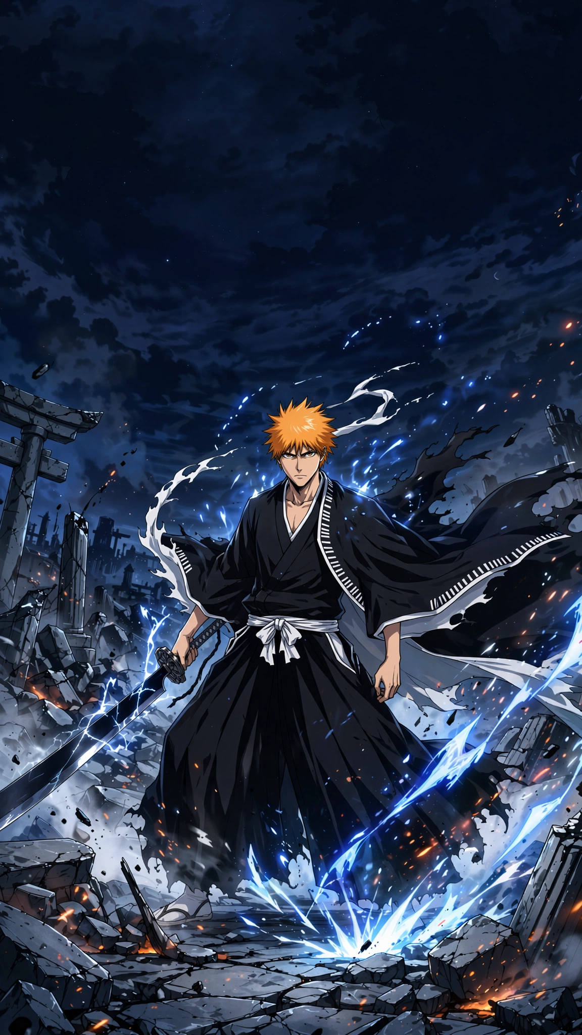 Original Ichigo Kurosaki phone wallpaper inspired by The Calamity final cour