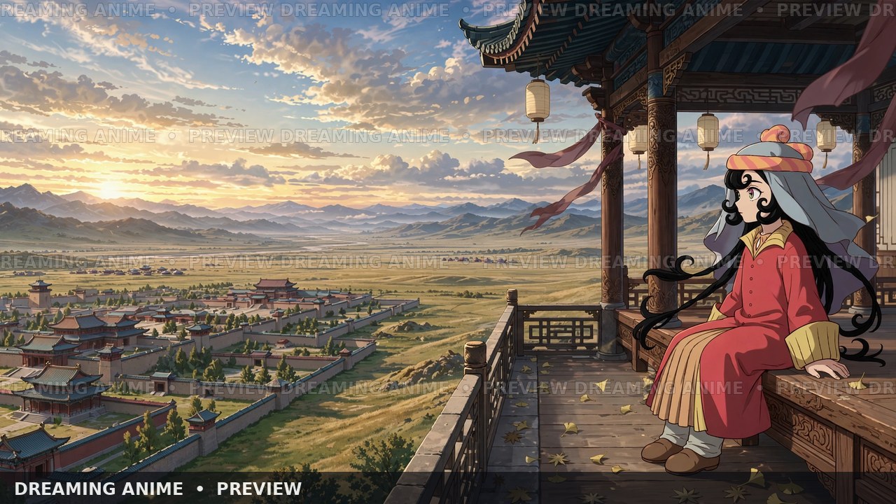 Watermarked desktop fan-art preview of Sitara (aka Fatima) in a palace veranda scene