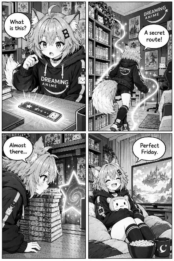 Black-and-white manga panel showing Mimi’s Friday Mission